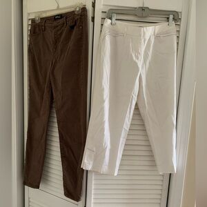 Two pair, one low price White Cropped capris , one brown pant
